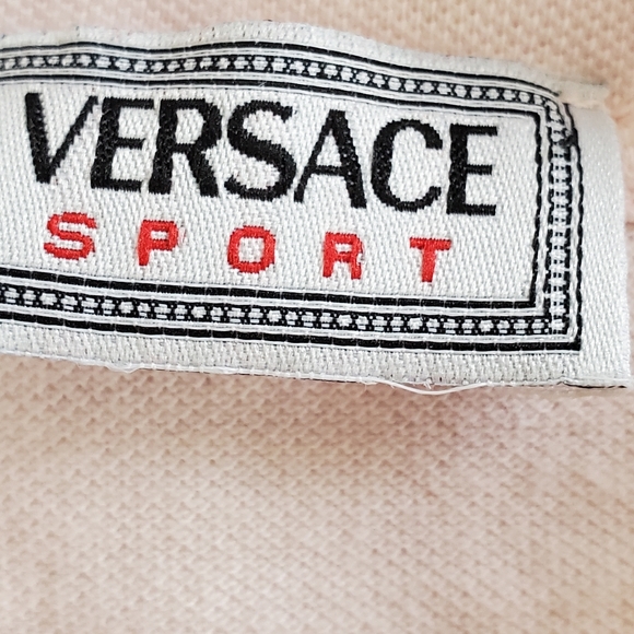 Vintage Versace golf polo shirt pink with button with Versace logo,made in Italy - Picture 5 of 6